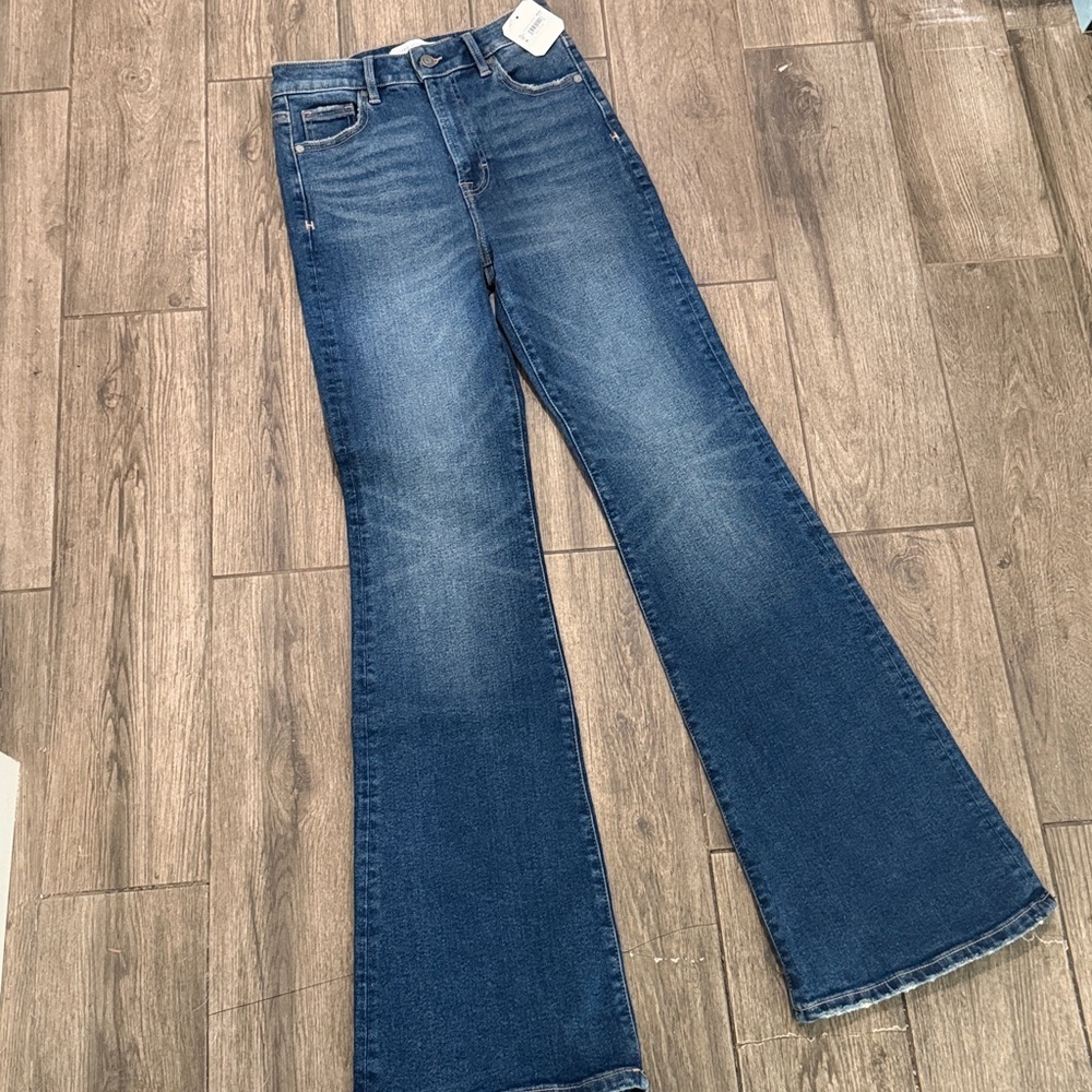 Altar'd State Hidden Jeans High Rise Dark Wash Flare Denim Jeans - Picture 4 of 8